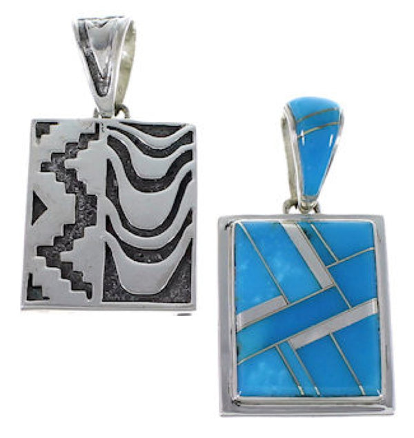 Silver And Turquoise Reversible Pendant AX49432